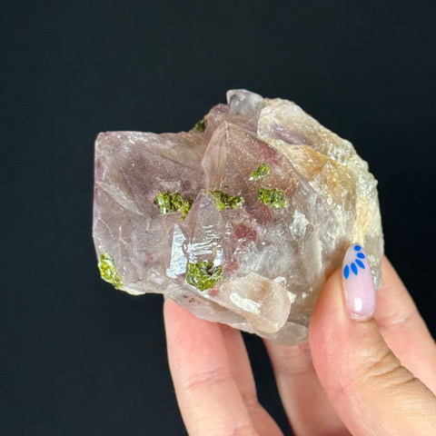 Amethyst with Epidote & Hematite Phantoms